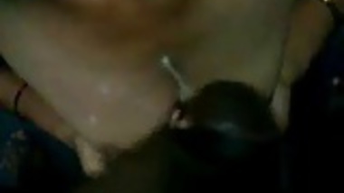 Indian Guy release the CUM on his GF's Breasts