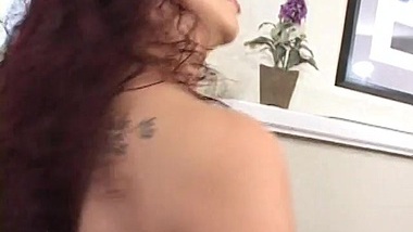 Exotic woman with curly hair is fucked by two guys